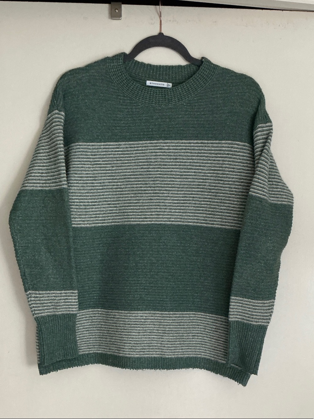 Crewneck Striped Green Sweater